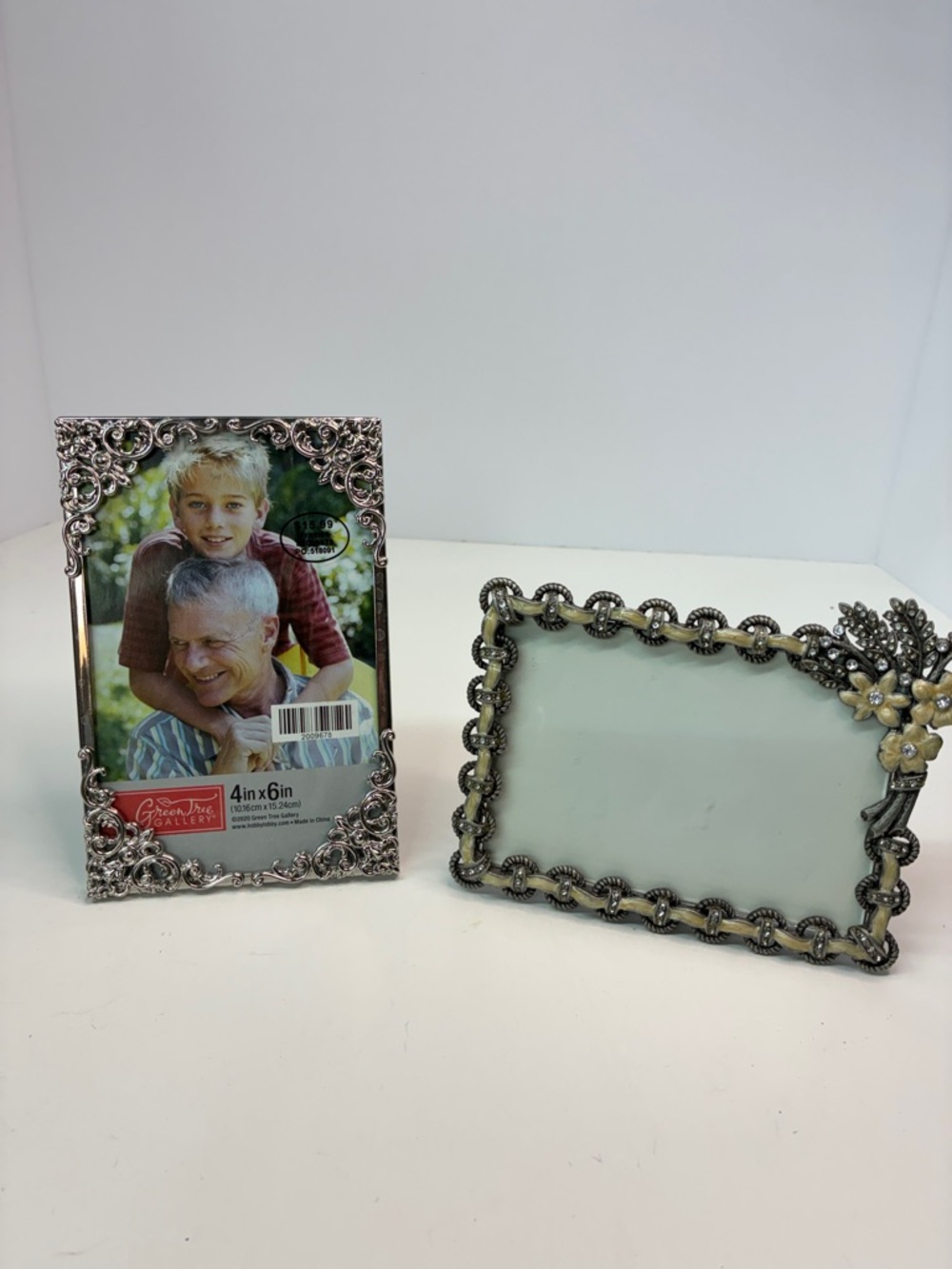 Ornate Silver Decorative Picture Frames with Floral Accent